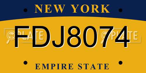 FDJ8074 New York License Plate