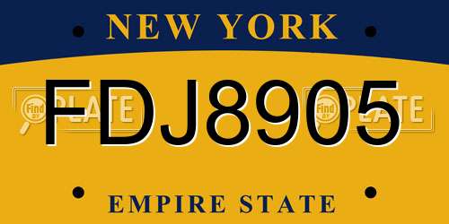 FDJ8905 New York License Plate
