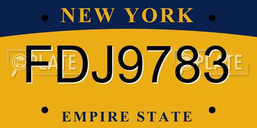 FDJ9783 New York License Plate