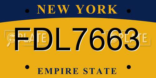FDL7663 New York License Plate