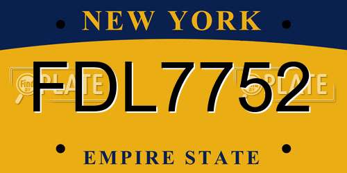 FDL7752 New York License Plate