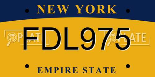 FDL975 New York License Plate