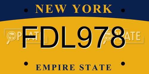 FDL978 New York License Plate