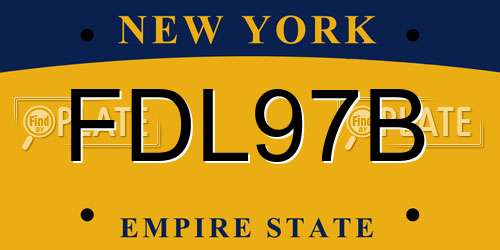 FDL97B New York License Plate