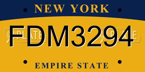 FDM3294 New York License Plate