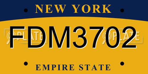 FDM3702 New York License Plate