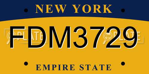 FDM3729 New York License Plate