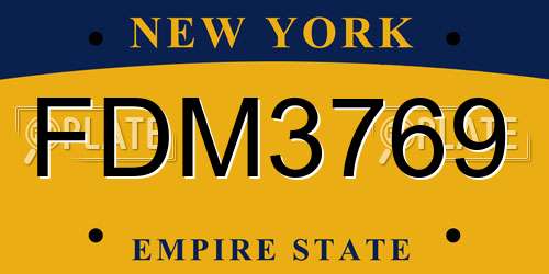 FDM3769 New York License Plate