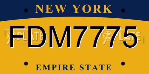 FDM7775 New York License Plate