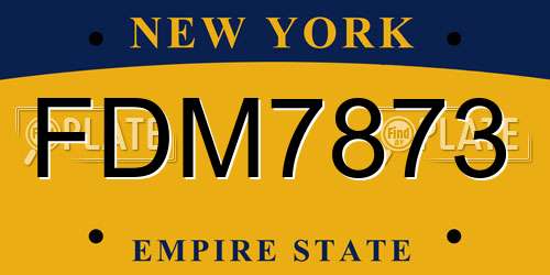 FDM7873 New York License Plate
