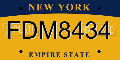 FDM8434 New York License Plate