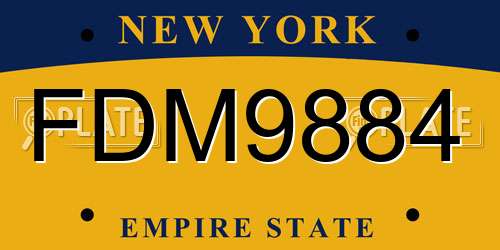FDM9884 New York License Plate