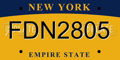 FDN2805 New York License Plate