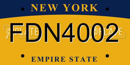 FDN4002 New York License Plate