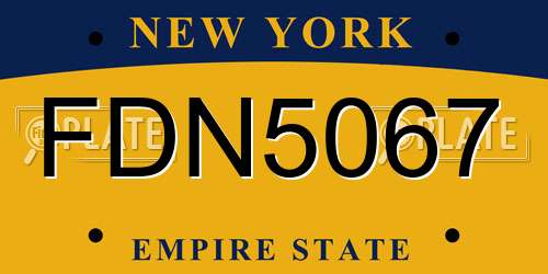 FDN5067 New York License Plate
