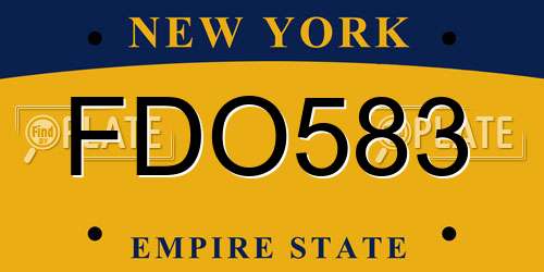 FDO583 New York License Plate