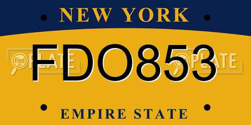 FDO853 New York License Plate
