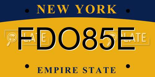FDO85E New York License Plate