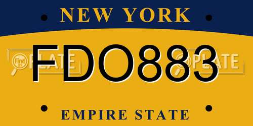 FDO883 New York License Plate