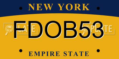 FDOB53 New York License Plate