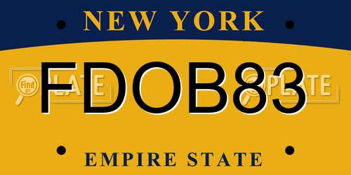 FDOB83 New York License Plate