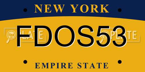 FDOS53 New York License Plate