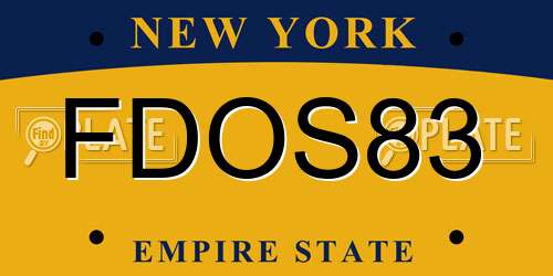 FDOS83 New York License Plate