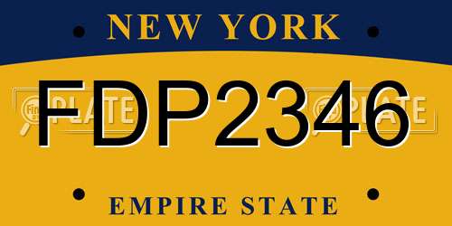 FDP2346 New York License Plate