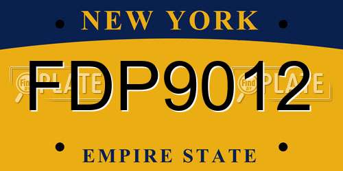 FDP9012 New York License Plate
