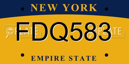 FDQ583 New York License Plate