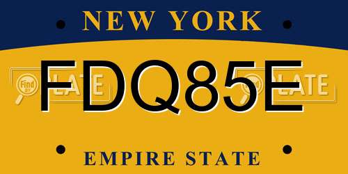 FDQ85E New York License Plate