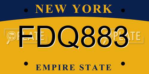 FDQ883 New York License Plate