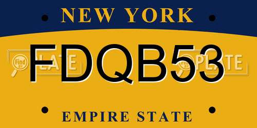FDQB53 New York License Plate