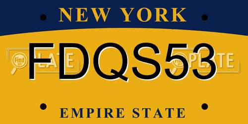 FDQS53 New York License Plate