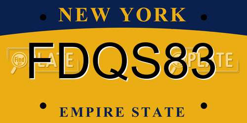 FDQS83 New York License Plate