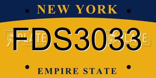 FDS3033 New York License Plate