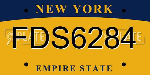 FDS6284 New York License Plate