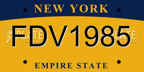 FDV1985 New York License Plate