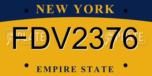 FDV2376 New York License Plate