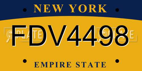 FDV4498 New York License Plate