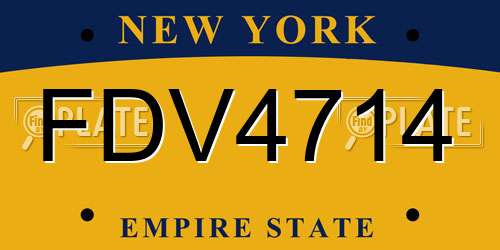 FDV4714 New York License Plate