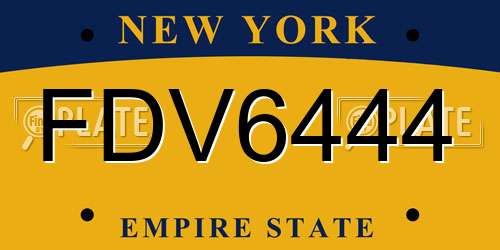 FDV6444 New York License Plate
