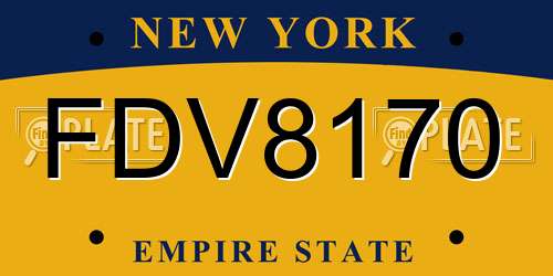 FDV8170 New York License Plate