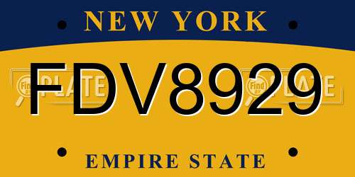FDV8929 New York License Plate