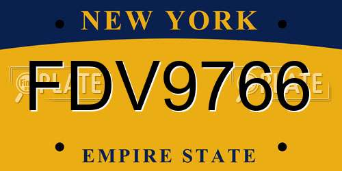 FDV9766 New York License Plate