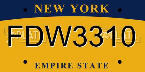 FDW3310 New York License Plate