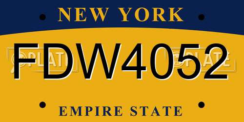 FDW4052 New York License Plate