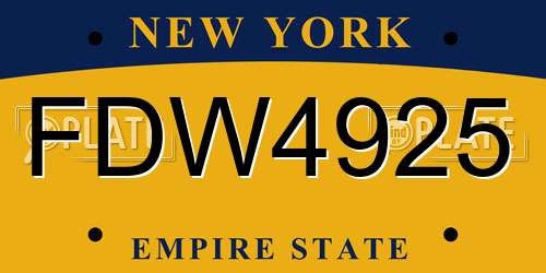FDW4925 New York License Plate