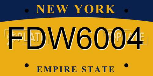 FDW6004 New York License Plate