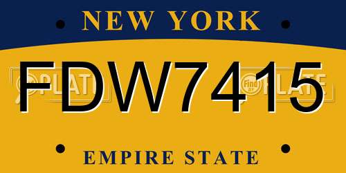FDW7415 New York License Plate